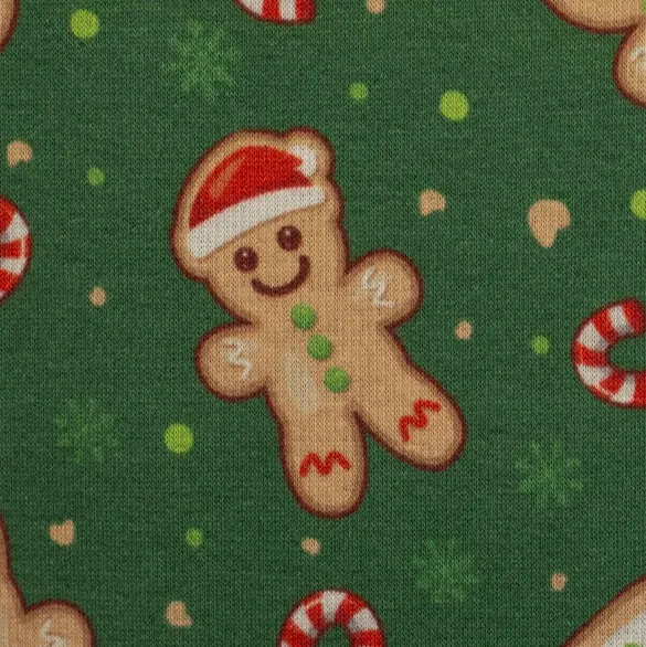 Fleece donkergroen met kerstkoekjes